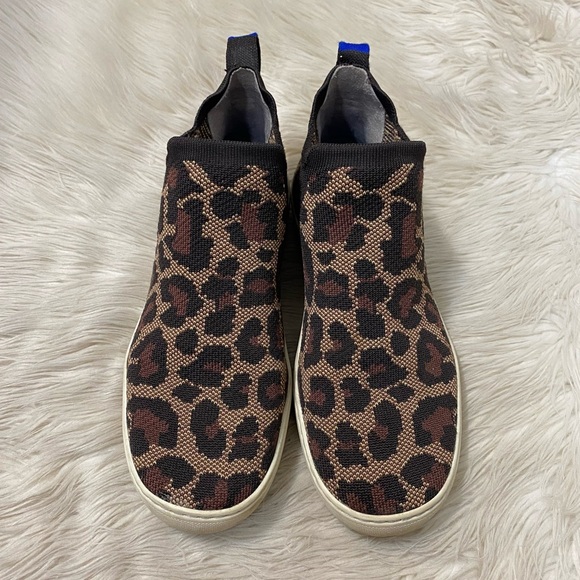 Rothy's Wildcat Brown Tan The Chelsea High Tops Cheetah Print Sneakers - Picture 3 of 12